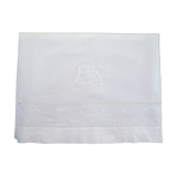Ancien drap metis 190 x 300 jour echelle broderie monogramme ad