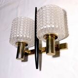 Carl fagerlund, wall lamp, brass & crystal, by , mid-century sweden