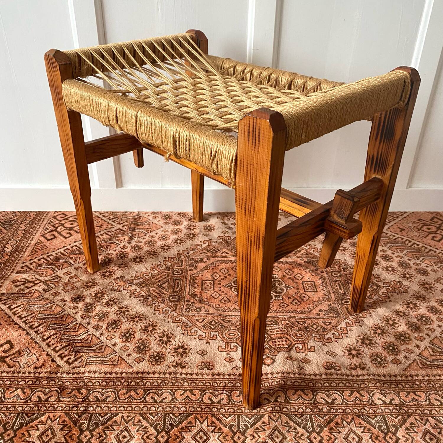 1960s woven seat stool