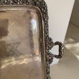 Large silver-plated copper serving tray, 19th century - 80 x 48 cm