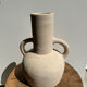 Handmade terracotta vase painted in beige with double handles h:32 d:25