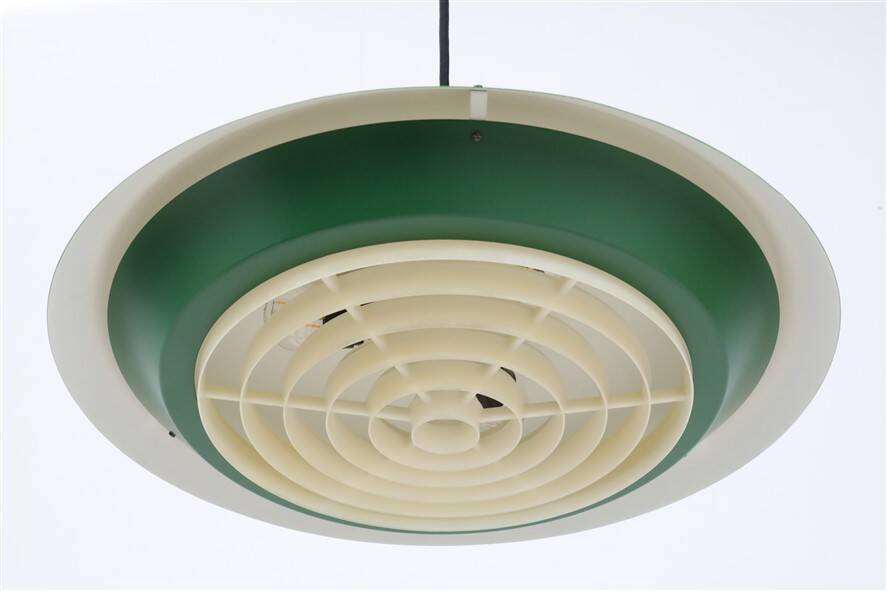 Rare big Lyfa Space Age pendant lamp / Mid-century Danish modern design / 1960s / 1970s / green