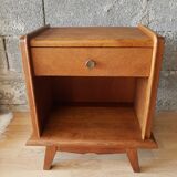 Bedside table oak compass legs - vintage