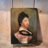 Portrait huile sur panneau