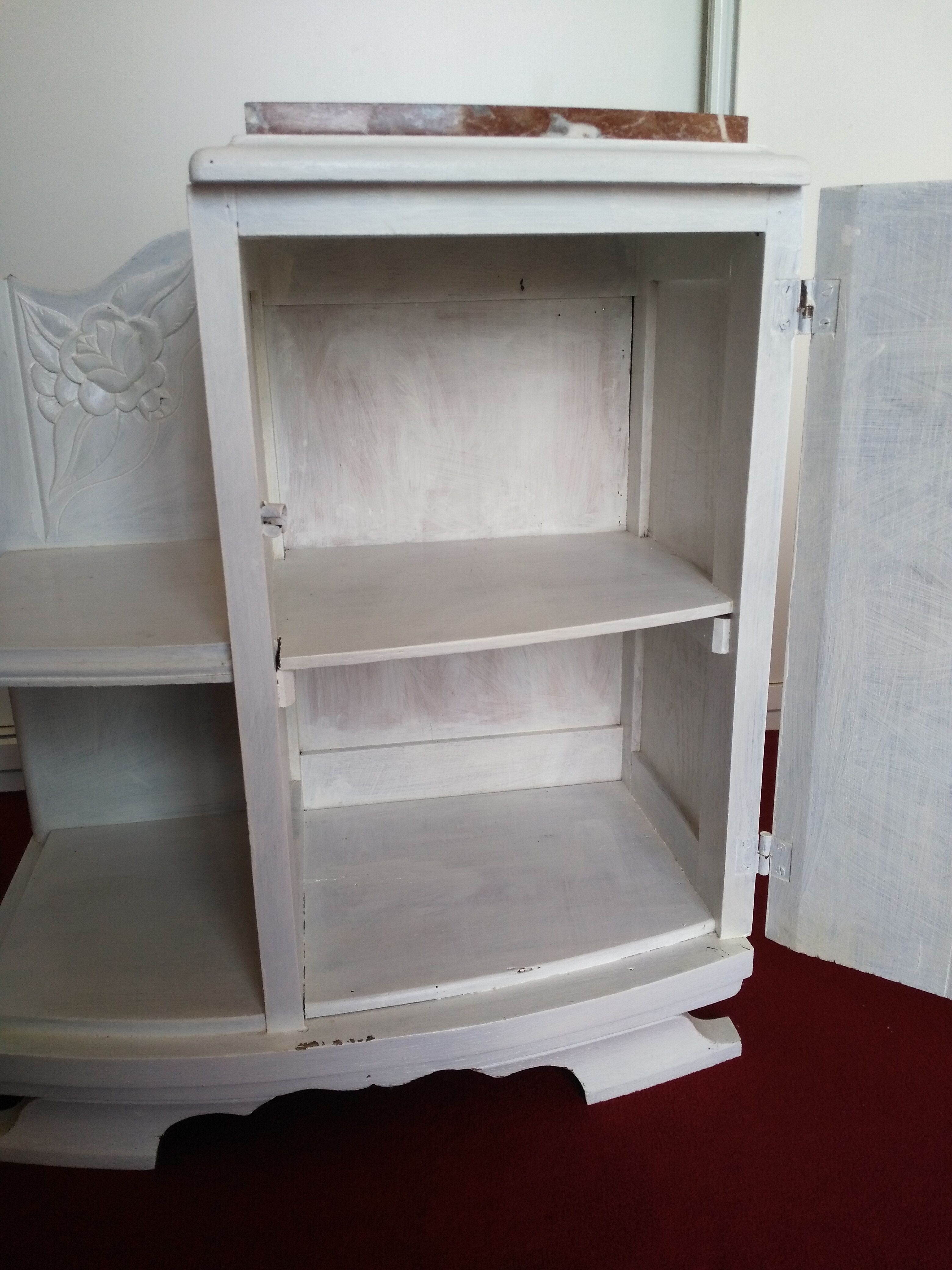 Art Deco bedside table top red marble