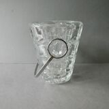 Cut glass ice bucket and its pliers