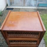 Wood and rattan chest of drawers