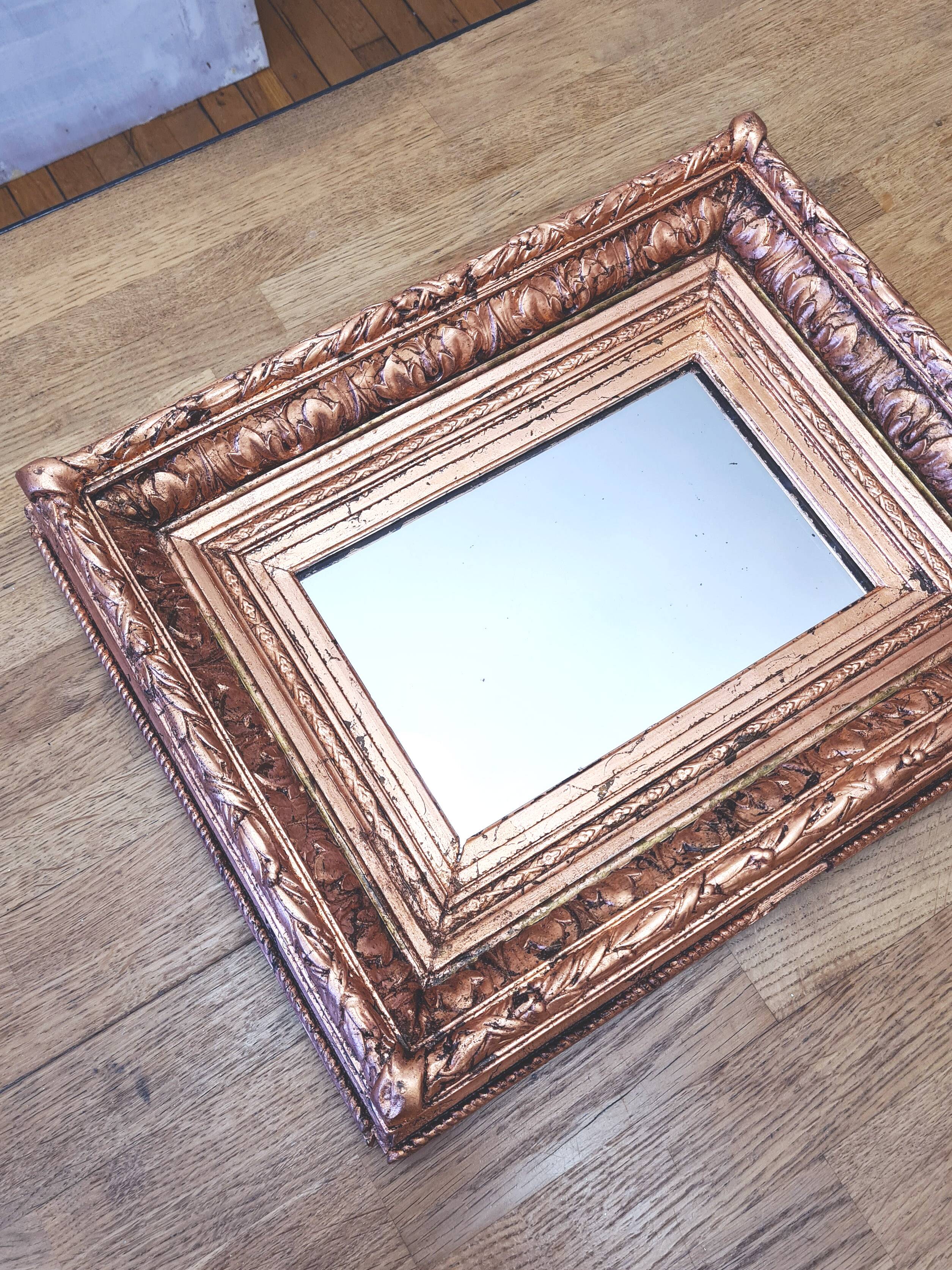 Napoleon III mirror, Wood and stucco, Gilded with copper leaf.