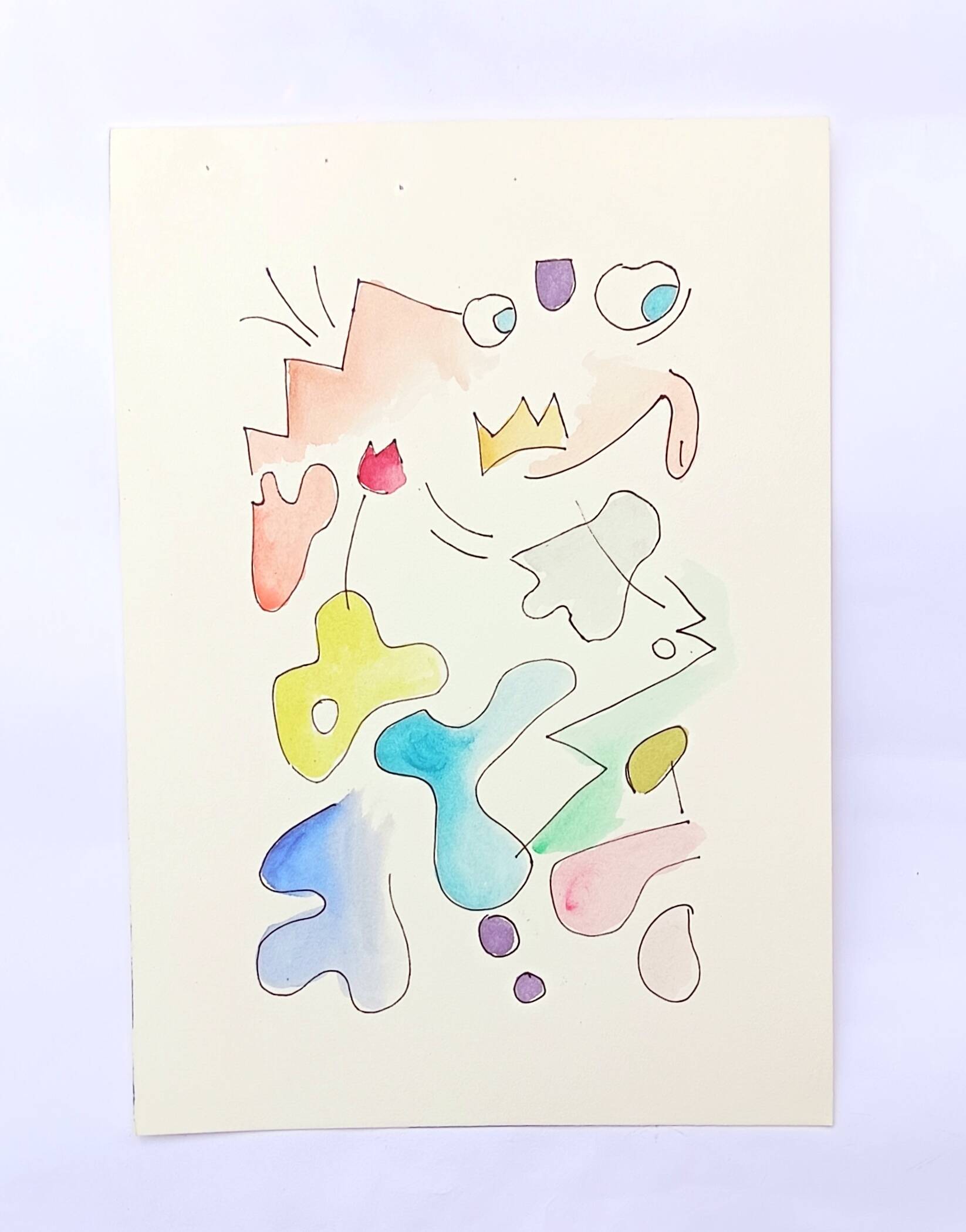 Peinture abstraite originale – composition colorée – 24 x 34 cm