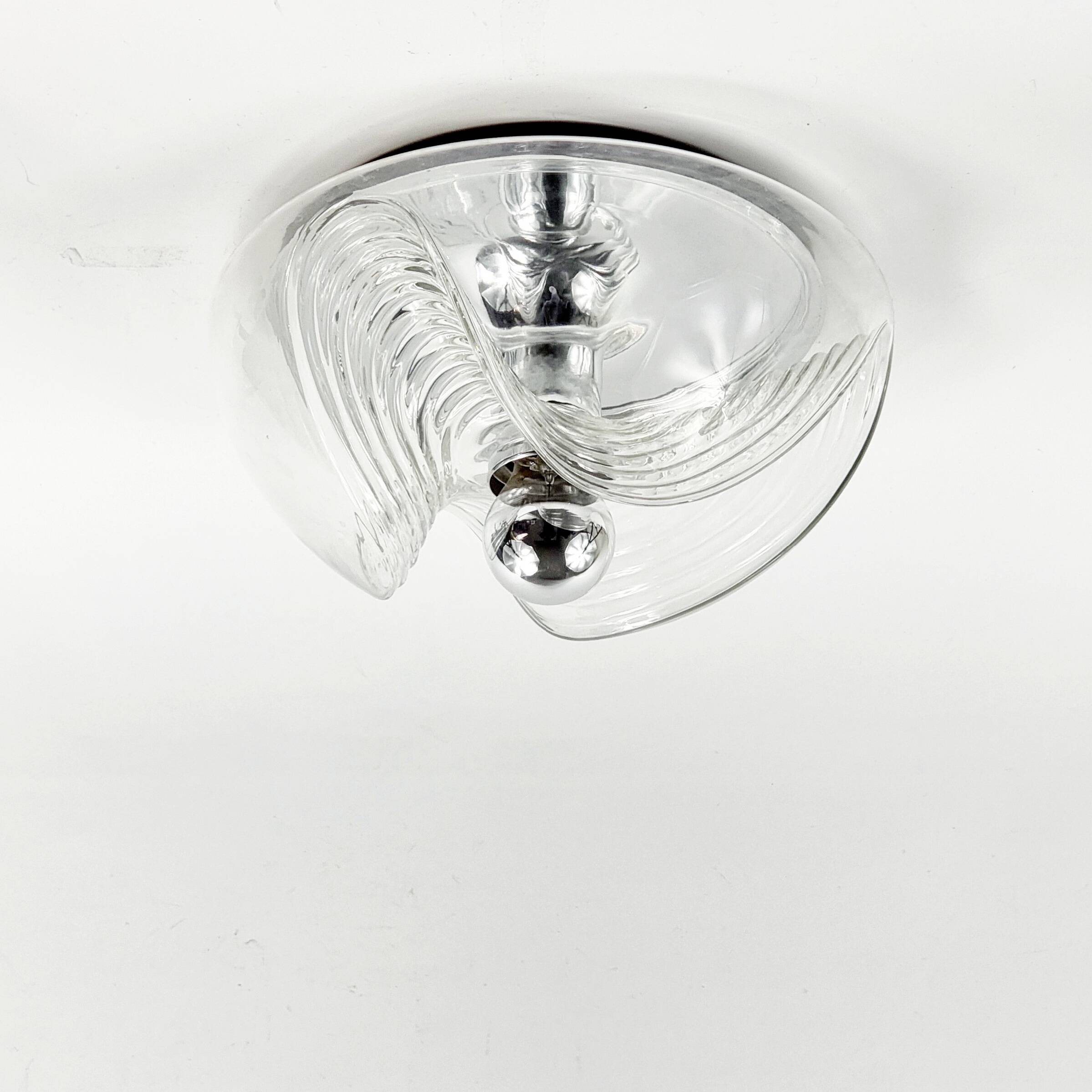 Lustre en verre XL de style mid-century Space Age par Koch & Lowy pour P&P, années 1970.
