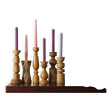 Scandinavian Wooden Candleholders, Set of 6