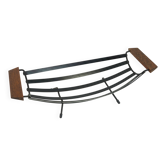 1950s fruit basket black metal and teak wood handles string bertoia era
