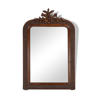 Louis Philippe mirror in plaster and wood with handcrafted decorations, France ca. 1900