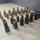 Large hand crafted wooden chess figure set, 1960s