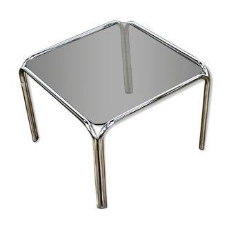 Vintage coffee table in chromed metal and smoked glass