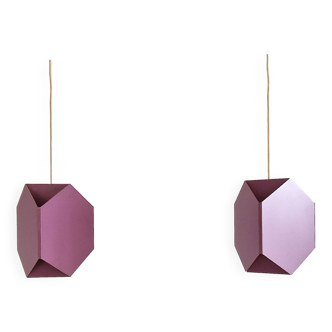 Set of 2 purple Seks-Tre pendant lamps by Ole Panton for Lyfa, Denmark 1960's