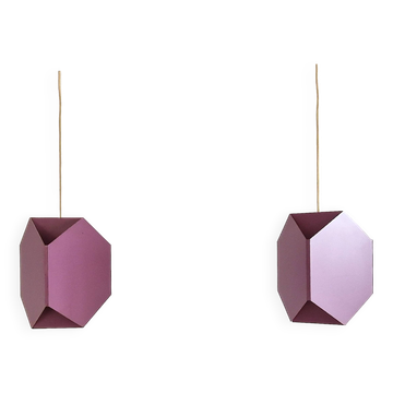 Set of 2 purple Seks-Tre pendant lamps by Ole Panton for Lyfa, Denmark 1960's