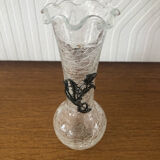 Glass vase broken effect tin thistle pattern