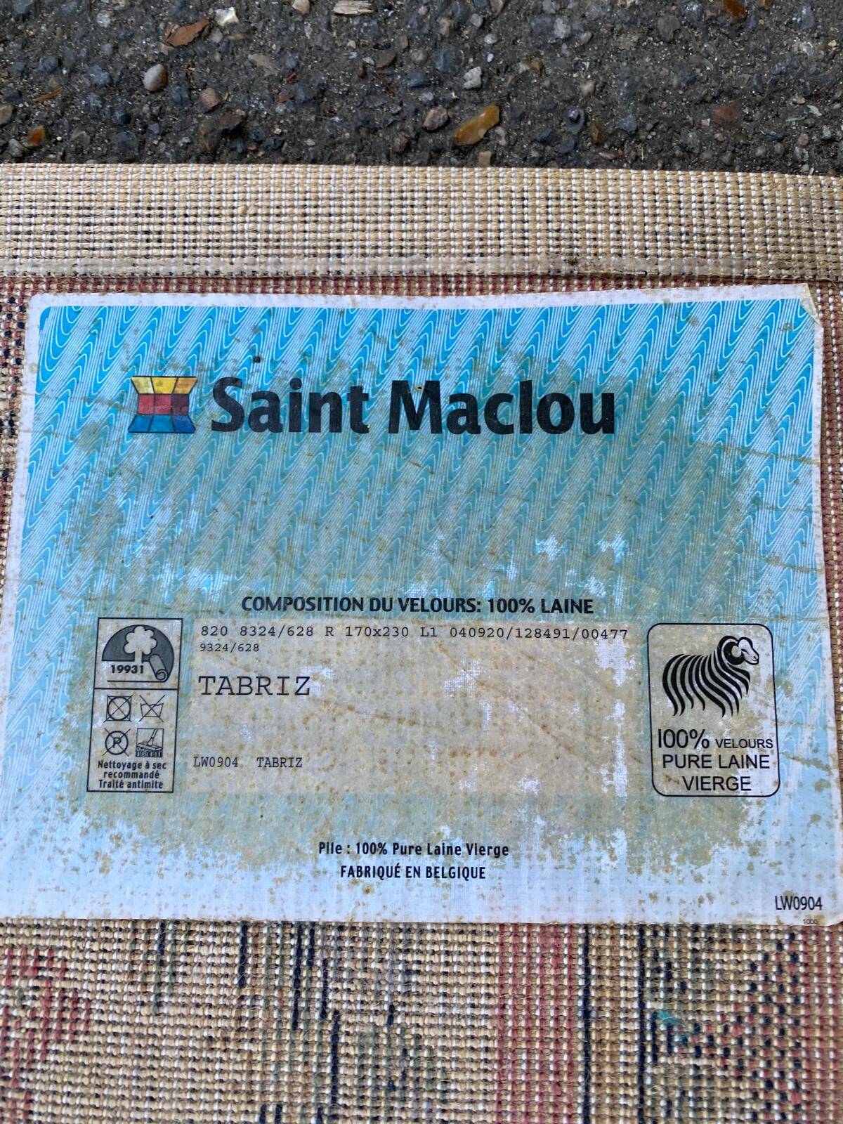 Persian rug in virgin wool, red beige velvet, 200x170 Saint Maclou