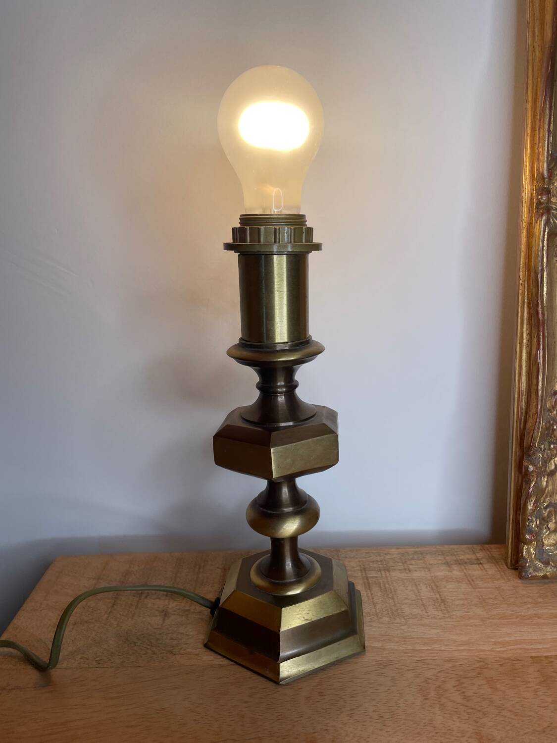 Antique brass lamp base