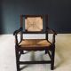 Low Arts & Crafts Oak & Rush Armchair, Belgium 1920s