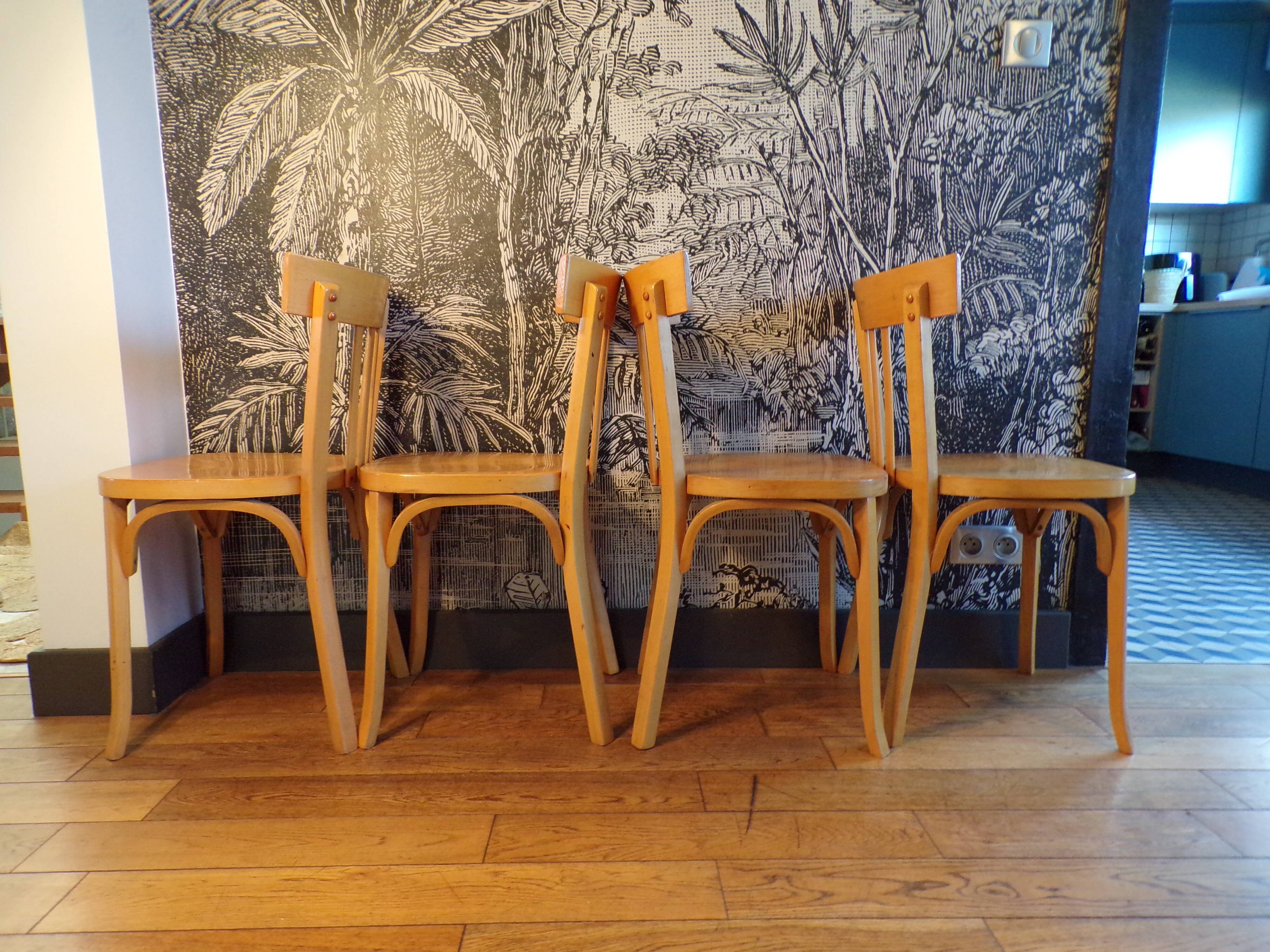 Set 4 chaises de bistrot Baumann bois clair