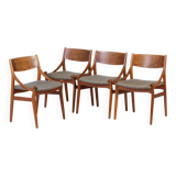 Mid-Century Dining Chairs in Teak by Vestervig Erikson for Brdr. Tromborg, 1960s, Set of 4