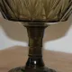 Vintage smoked glass footed bowl – Scalloped edge compote – Ø 23 cm