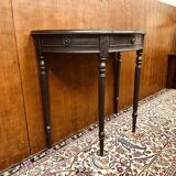 Table d'appoint, console anglaise classique noire avec plateau en cuir