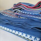 grande nappe et 11 serviettes vintage basque bleu indigo,