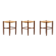 Set of 3 brutalist rush stools, French 70s.