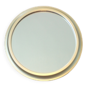 Vintage round mirror with gold metal frame 44 cm Ø