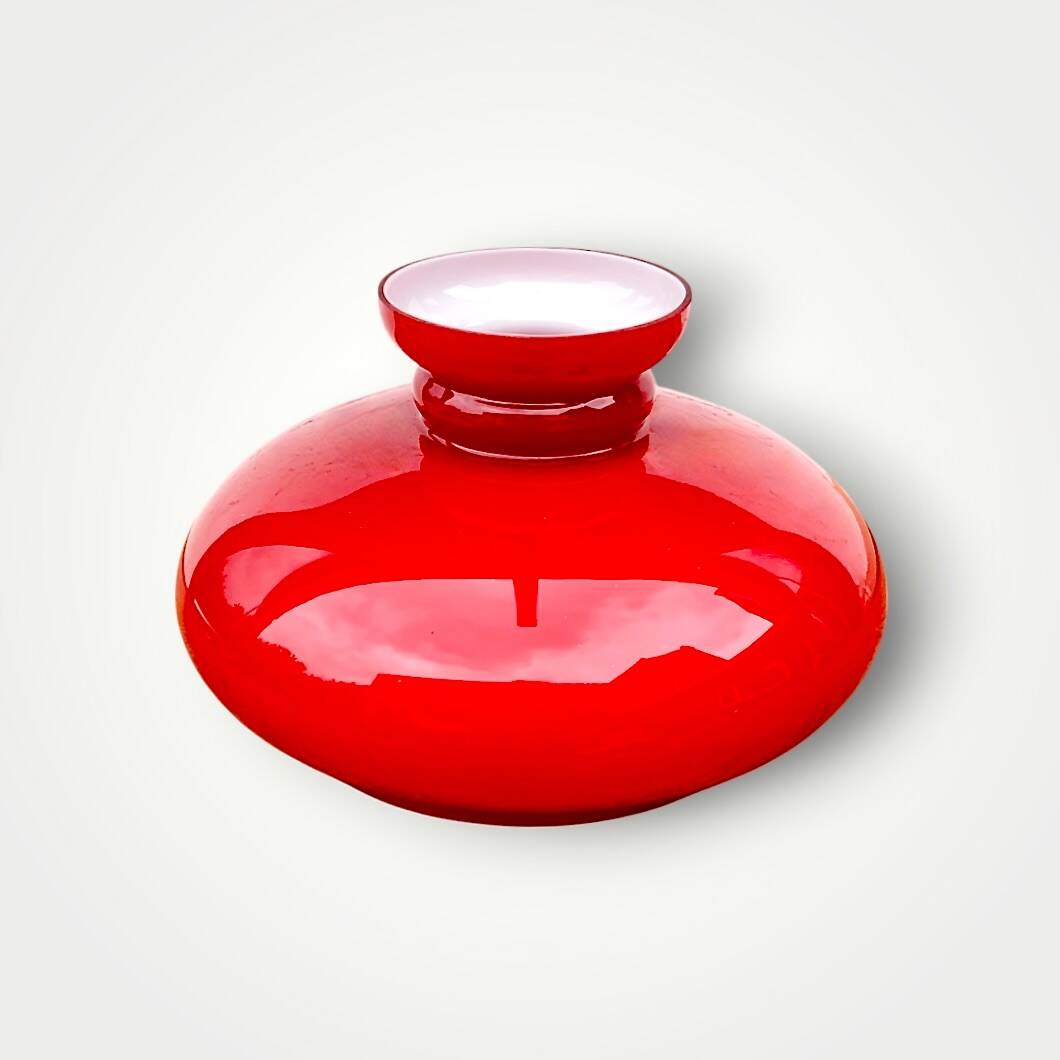 Vintage red and white opaline pendant globe