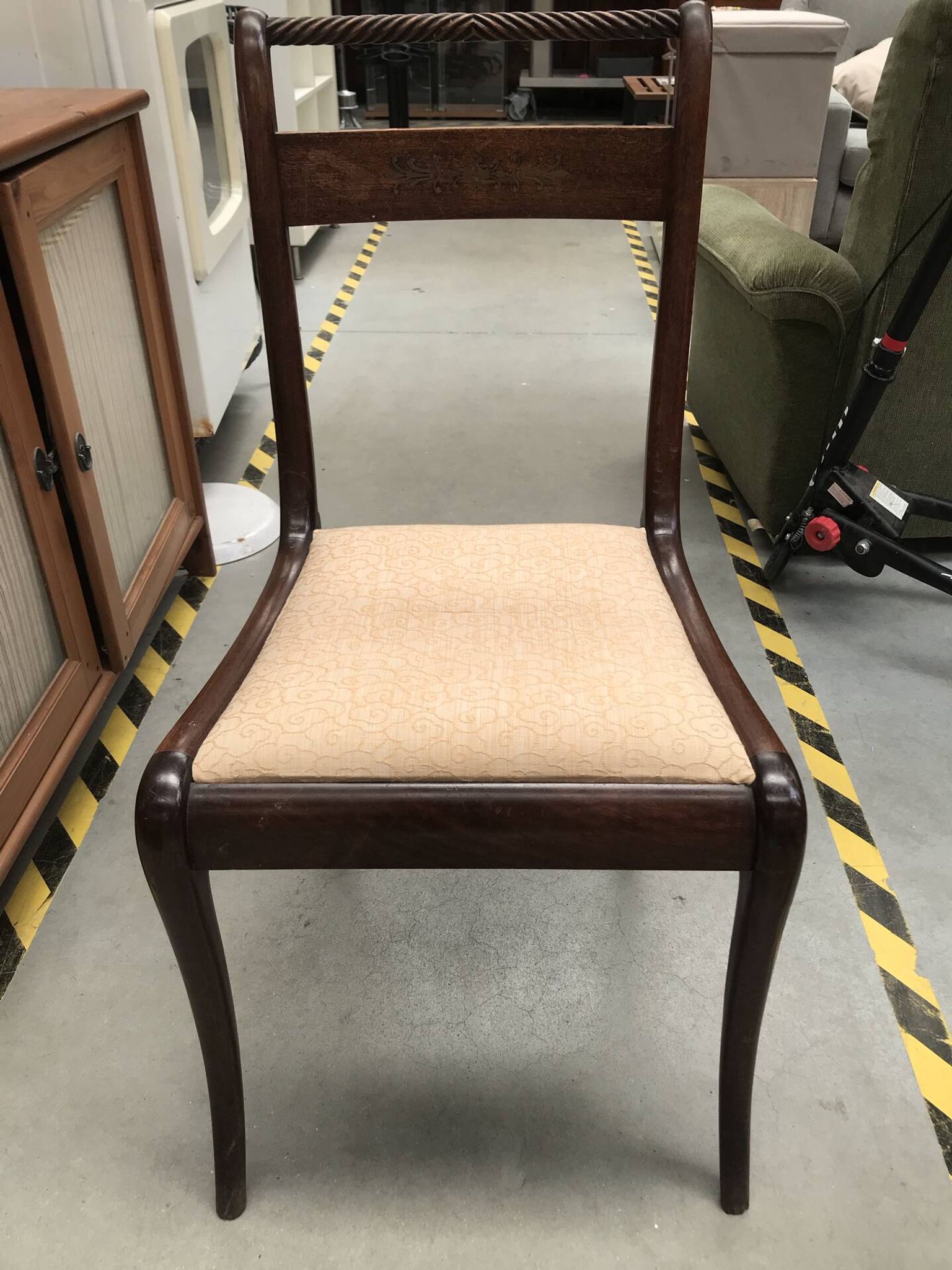 6 Art Nouveau chairs with brass marquetry