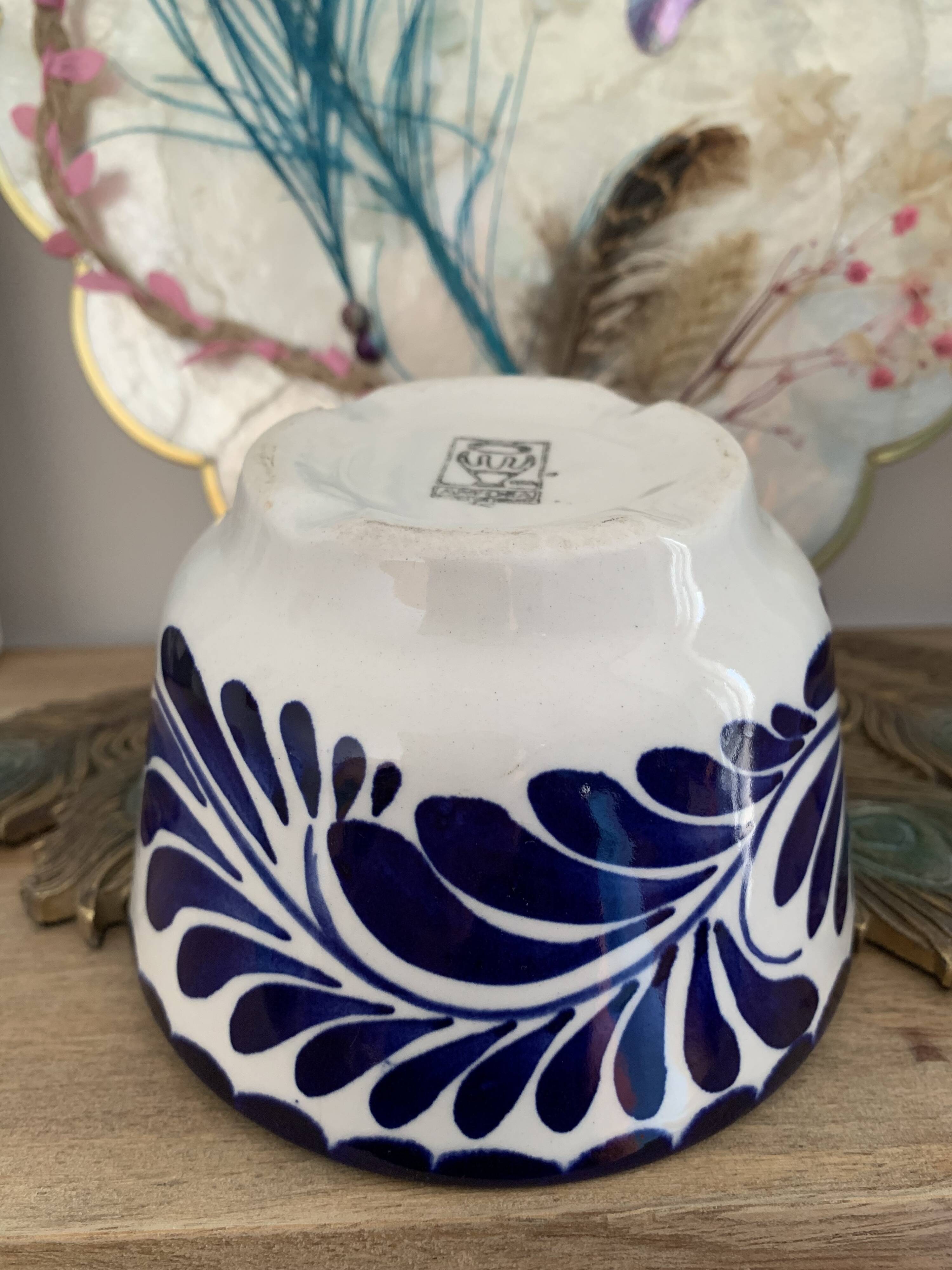 Vintage hard blue & white ceramic bowl - Anfora: art from Madagascar - TBEG!