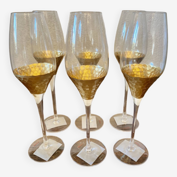 Flutes a champagne gobi set de 6 kare design vintage verre couleur : or -