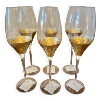 Gobi champagne flutes set of 6 kare design vintage glass color: gold -