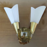Double wall lamp in perspex and gold metal 50s 60s
