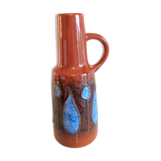 Soliflore vase in brown and blue ceramic / vintage 60s-70s