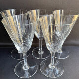 Large wine glasses (5) - Art Deco - Blown and cut crystal