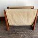 Scandinavian magazine door 1970 in teak and linen canvas