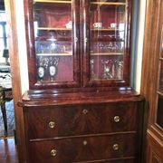 English mahogany library chest of drawers, in Empire or Restoration style.
