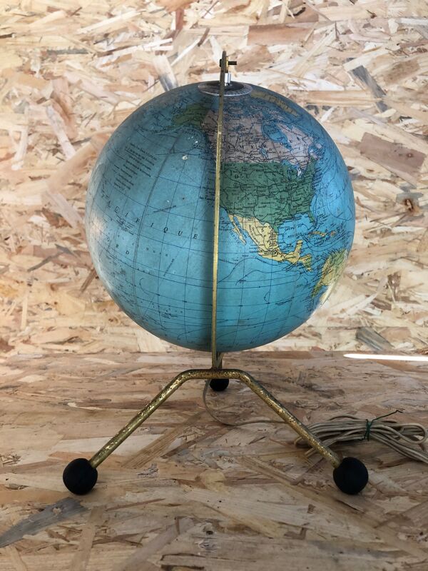Ancienne mappemonde globe terrestre verre 1963