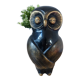 Statuette owl lacquered black and gold asian style