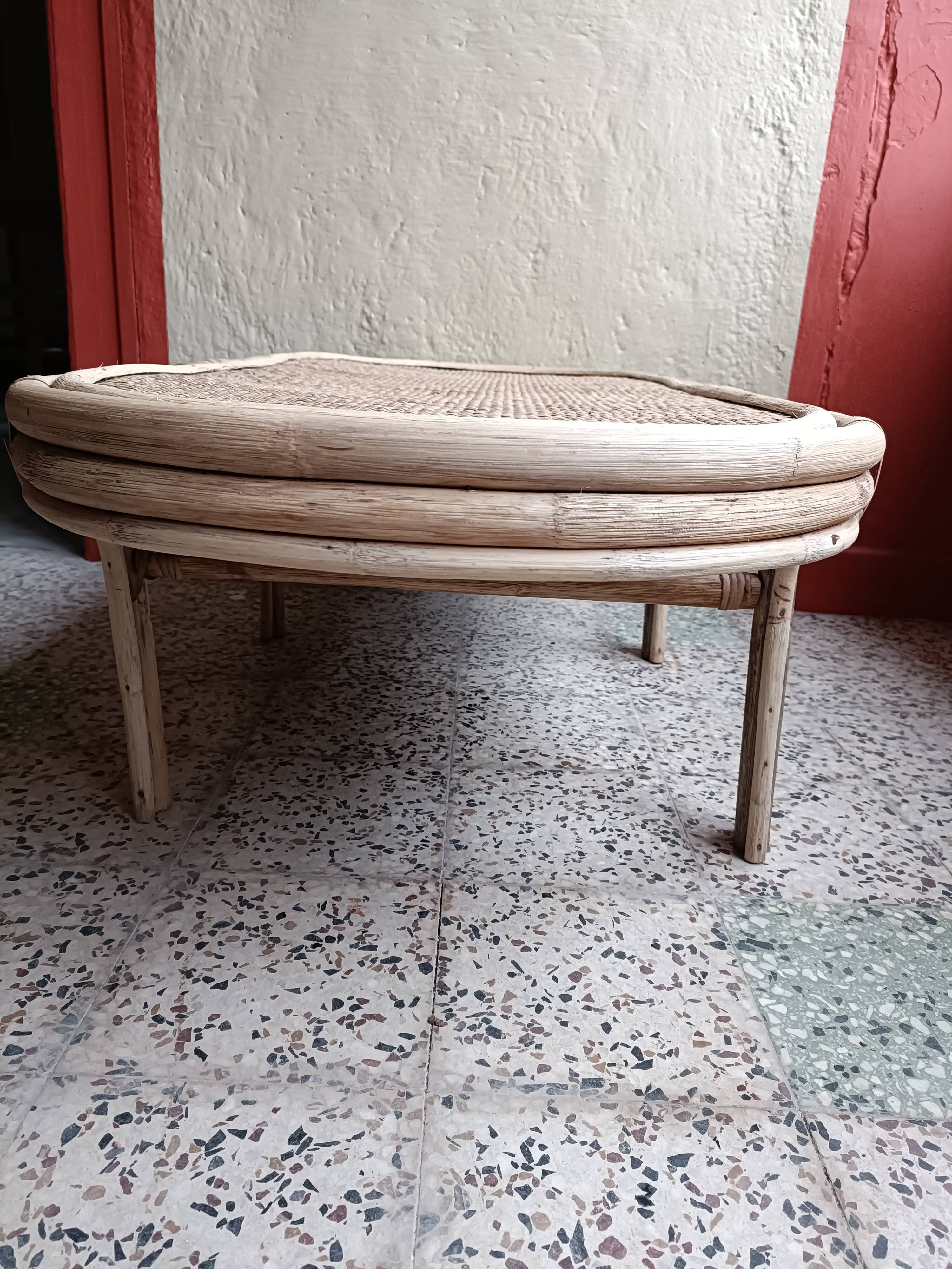 Refurbished rattan coffee table