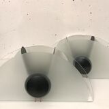 Pair of glass and metal wall lamps, Italy 1980