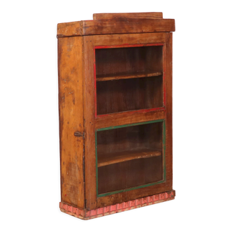 Old art deco wall display case in burmese teak