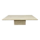 Rectangular travertine coffee table with central leg