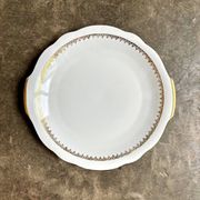 Europorcelaine round dish with ears in white and gold porcelain