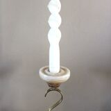 Curved brass and onyx candlestick